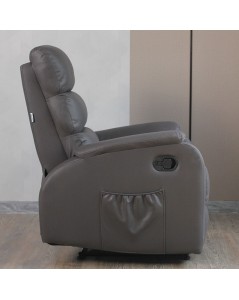 Poltrona Relax Manuale con 8 Punti di Massaggio Futura Ecopelle Grigio