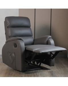 Poltrona Relax Manuale con 8 Punti di Massaggio Futura Ecopelle Grigio
