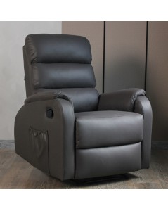 Poltrona Relax Manuale con 8 Punti di Massaggio Futura Ecopelle Grigio