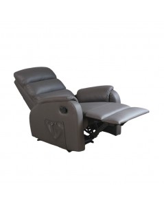 Poltrona Relax Manuale con 8 Punti di Massaggio Futura Ecopelle Grigio