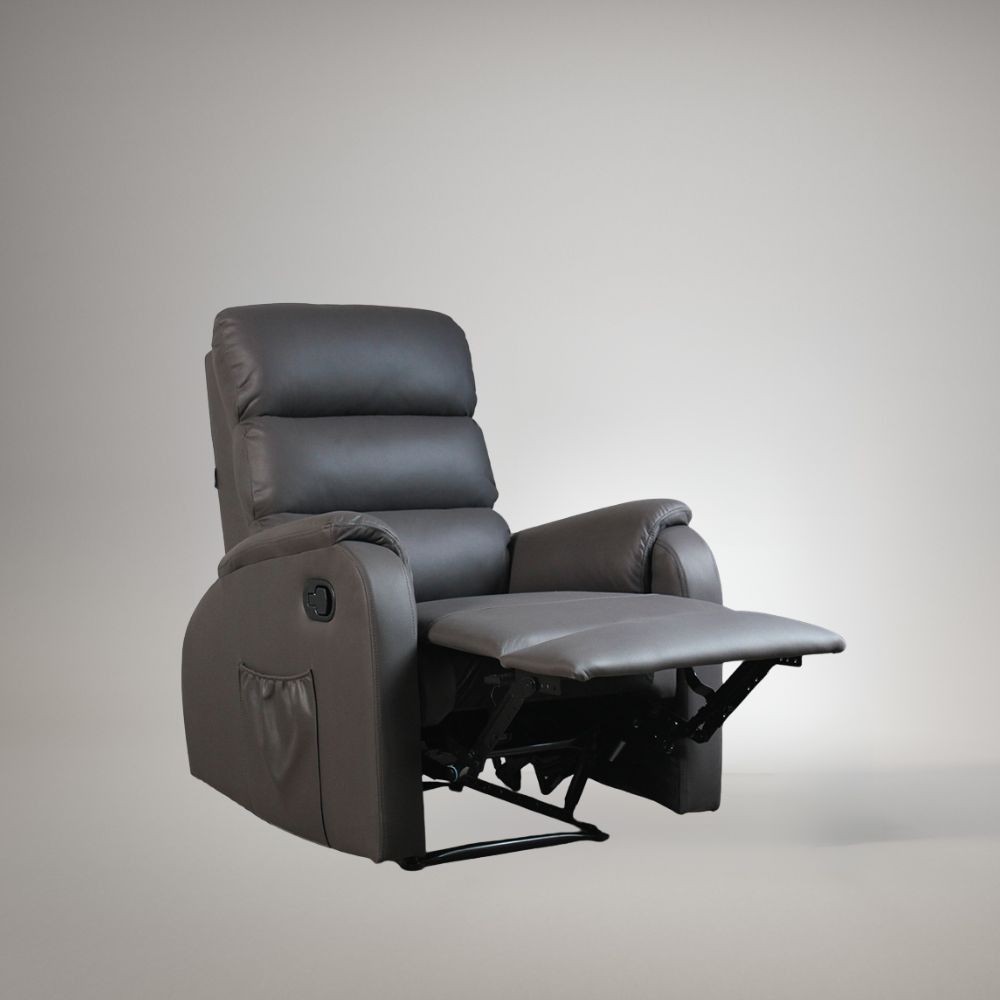 Poltrona relax manuale con 8 punti di massaggio Futura ecopelle grigio