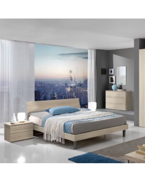Letto singolo in legno 100x205x88h Manitoba colore olmo