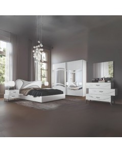 Camera da letto bianco frassinato con decorazioni argento Delia