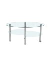 Tavolino ovale da salotto con 3 piani in vetro 90x55x45 Mimas