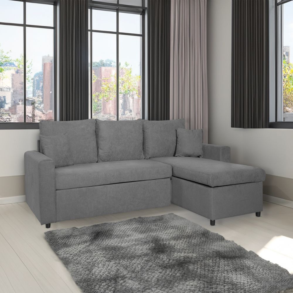 Divano con penisola reversibile funzione letto Golf colore grigio Enjoy23