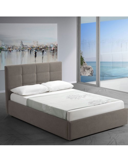 Letto una piazza e mezza con contenitore Napoli tessuto colore tortora