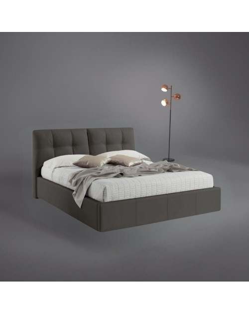 Letto matrimoniale con contenitore Melia ecopelle colore grigio scuro