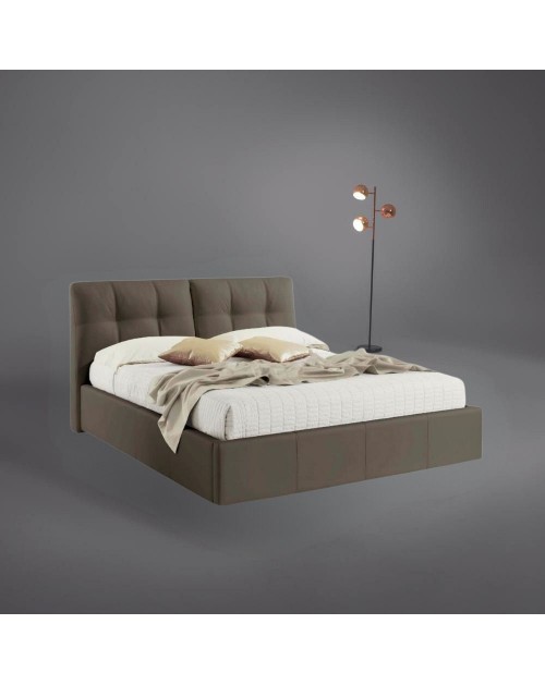 Letto matrimoniale con contenitore Melia ecopelle tortora