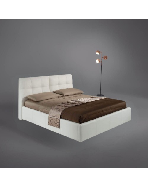 Letto matrimoniale con contenitore Melia ecopelle colore bianco