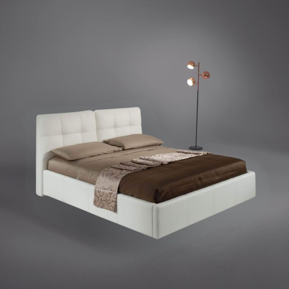 Letto matrimoniale con contenitore Melia ecopelle bianco