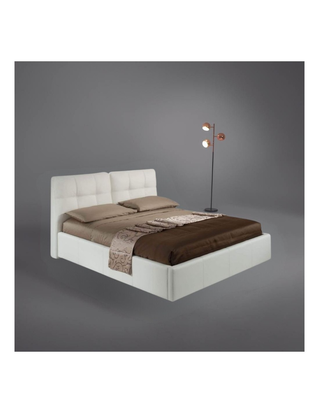 Letto matrimoniale con contenitore Melia ecopelle bianco