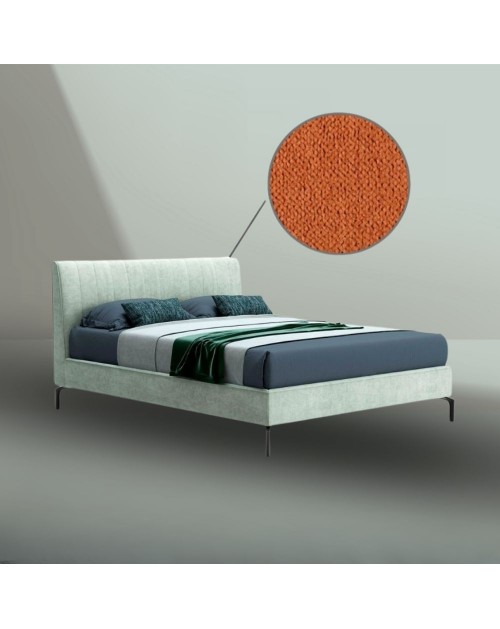 Letto matrimoniale contenitore testiera cuciture verticali Aki arancio