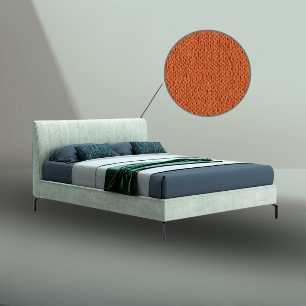 Letto matrimoniale contenitore testiera cuciture verticali Aki arancio