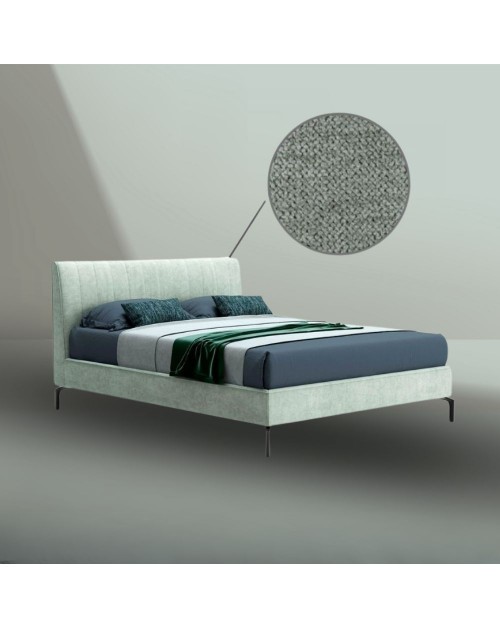 Letto matrimoniale contenitore testiera cuciture verticali Aki colore verde marino