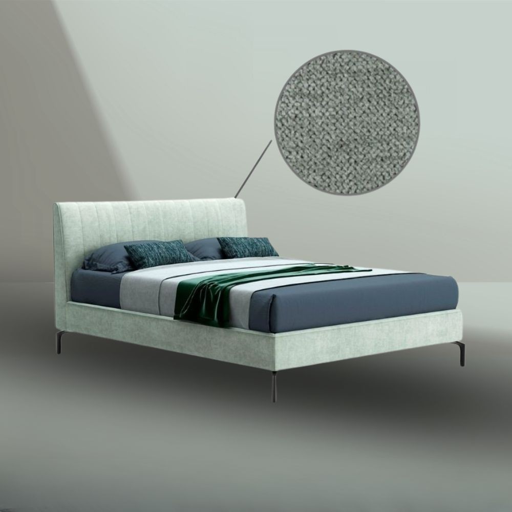 Letto matrimoniale contenitore testiera cuciture verticali Aki colore verde marino