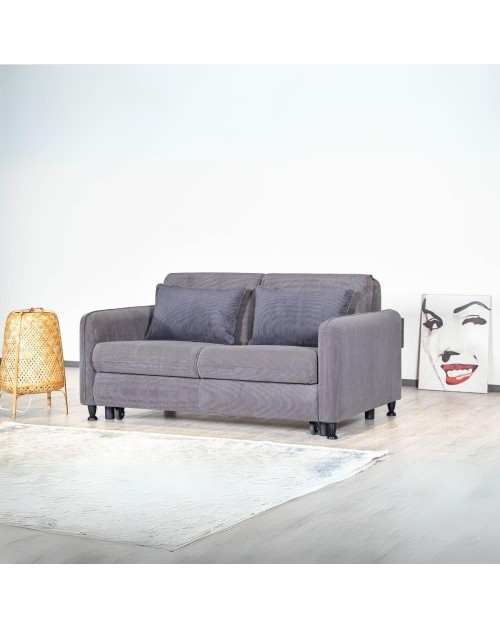Divano letto estraibile e contenitore Ravit colore grigio