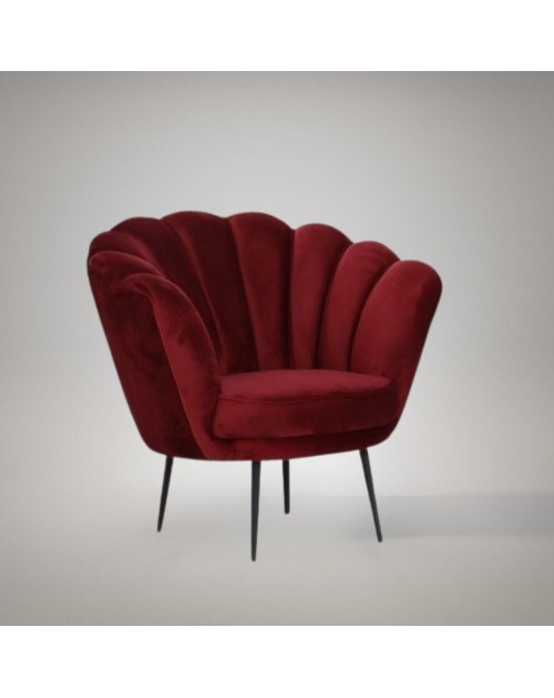 Poltrona a conchiglia Orel in velluto colore rosso