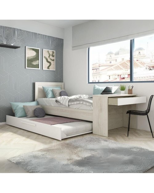 Letto con scrivania integrata e letto estraibile colore bianco vintage e bianco 1950