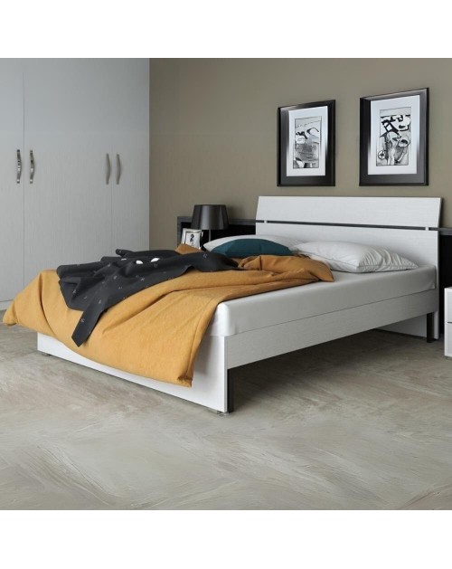 Letto una piazza e mezza in legno colore bianco frassinato