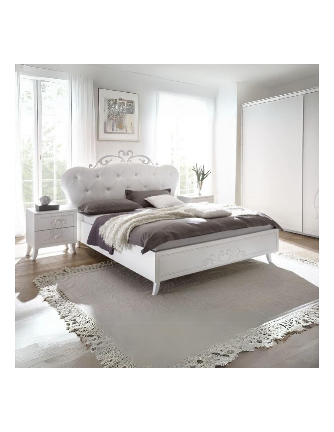 Pamuk letto in legno bianco