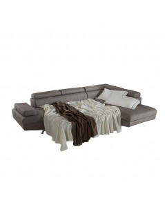 Divano angolare destro Julie Barrel90 con letto estraibile grigio chiaro 297x206x79
