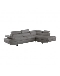 Divano angolare destro Julie Barrel90 con letto estraibile grigio chiaro 297x206x79