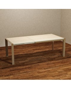 Tavolo Allungabile Struttura Tortora e Piano Rovere Sbiancato 130x80