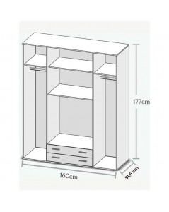 Armadio 4 Ante e 2 Cassetti bianco Seba4 160x51,6x177h Prezzo