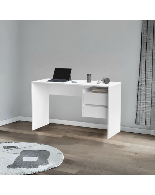 Scrivania con 2 cassetti Paco3 125x51,6x75,5H colore bianco