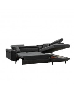 Divano con funzione letto e penisola contenitore destra Denver grigio scuro tessuto Ontario96