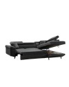 Divano con funzione letto e penisola contenitore destra Denver grigio scuro tessuto Ontario96
