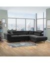 Divano con funzione letto e penisola contenitore destra Denver grigio scuro tessuto Ontario96