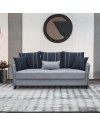 Divano 3 posti funzione letto contenitore Panama in tessuto grigio chiaro e cuscini grigio scuro 210x94x80h