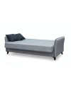 Divano 3 posti funzione letto contenitore Panama in tessuto grigio chiaro e cuscini grigio scuro 210x94x80h
