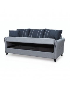 Divano 3 Posti Funzione Letto Contenitore Panama Tessuto Grigio Chiaro
