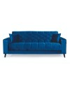 Divano 3 posti braccioli trapuntati con funzione letto e contenitore Columbia vellutino blu 225x84x85h