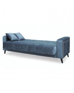 Divano 3 posti braccioli trapuntati con funzione letto e contenitore Columbia vellutino grigio 225x84x85h
