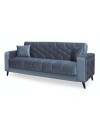 Divano 3 posti braccioli trapuntati con funzione letto e contenitore Columbia vellutino grigio 225x84x85h