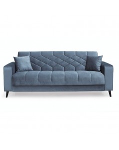 Divano 3 posti braccioli trapuntati con funzione letto e contenitore Columbia vellutino grigio 225x84x85h