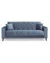 Divano 3 posti braccioli trapuntati con funzione letto e contenitore Columbia vellutino grigio 225x84x85h
