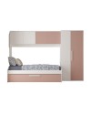 Cameretta a ponte con letto estraibile 6007 colore bianco e rosa antico reversibile