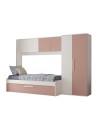 Cameretta a ponte con letto estraibile 6007 colore bianco e rosa antico reversibile