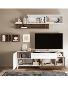 Mobile Porta Tv Marion 180x42x67h bianco lucido e mercure prezzo