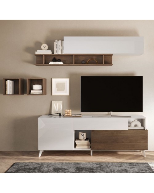 Mobile porta tv bianco lucido e mercure Marion 180x42x67h