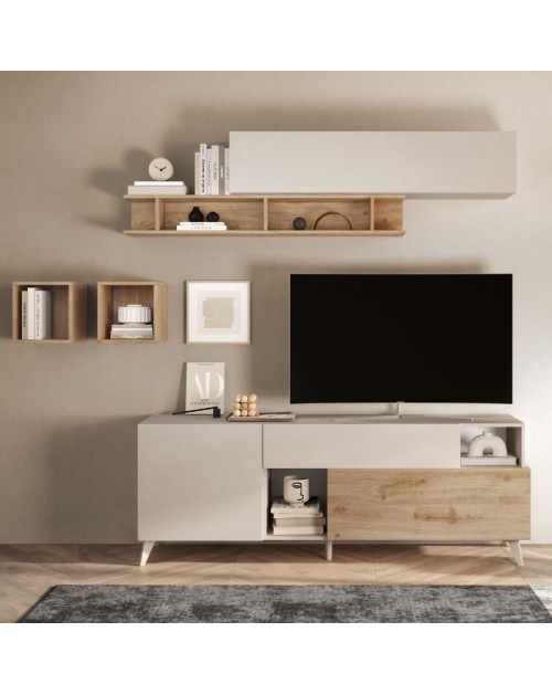 Mobile porta Tv Marion 180x42x67h colore cashmere e cadiz