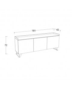Mobile porta Tv 3 ante Polan 181x42x72h colore bronzo e mercure