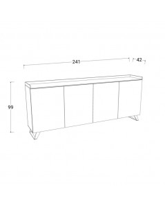 Madia 4 ante Polan 241x42x99h colore bronzo mercure