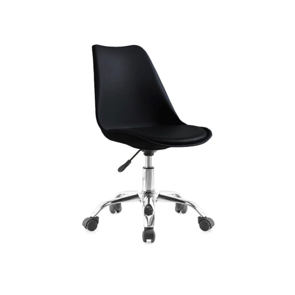 OLIXIS Sedia A Croce Girevole Con Ruote, In Ecopelle, Senza Braccioli, Ergonomica, Seduta Ampia 68 Cm, Nera