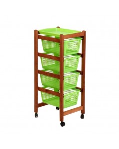Carrello da cucina 4 cestini estraibili e vassoio Jolly Eco Ccliegio
