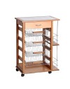 Carrello da cucina 4 cestini estraibili con ripiani porta bottiglie ed un cassetto Vesuvio colore rovere
